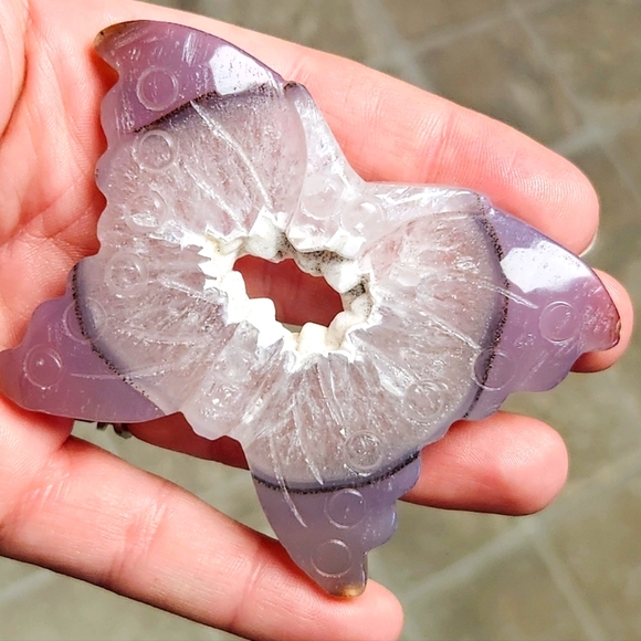 Hand Crafted Other - Natural Purple Agate Druzy Butterfly Crystal Carving